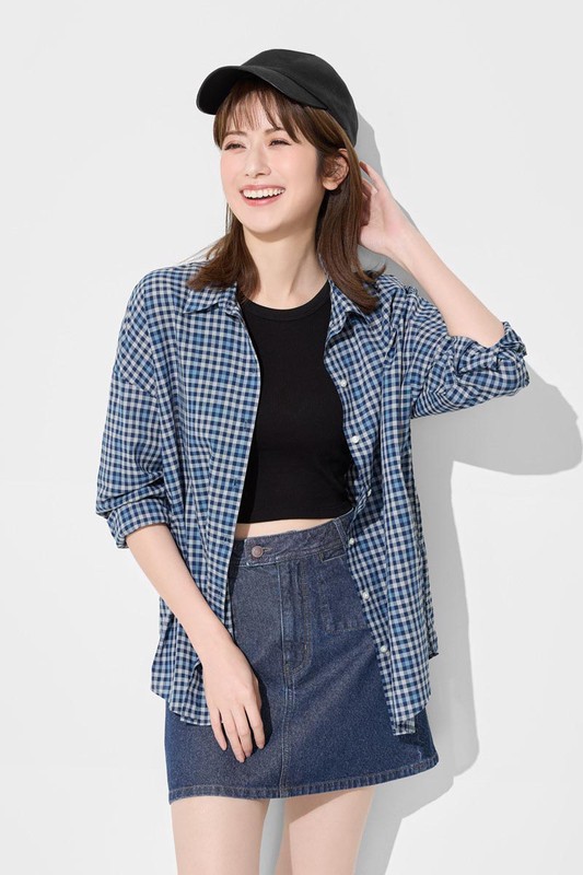 牛仔連褲短裙-女