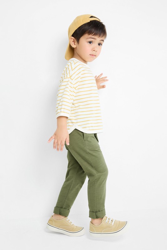 竹節棉口袋長褲-童