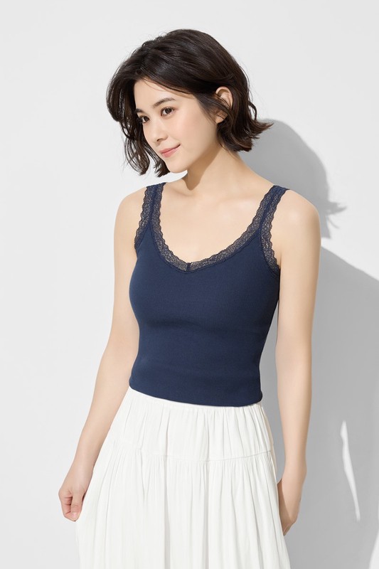 羅紋蕾絲背心-女