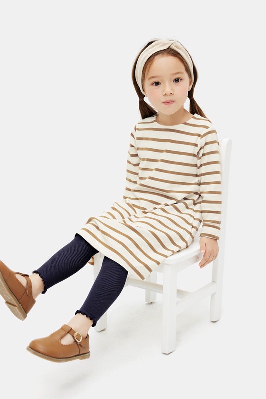 羅紋木耳邊內搭褲襪-童