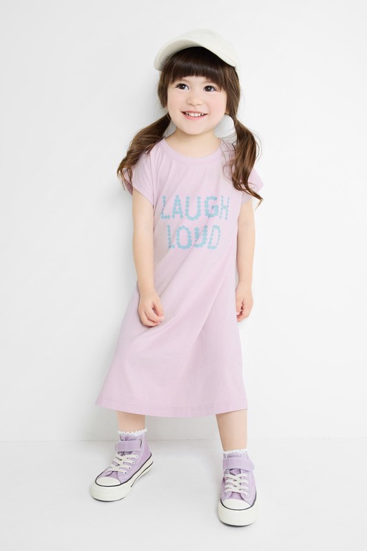 純棉文字印花洋裝-童
