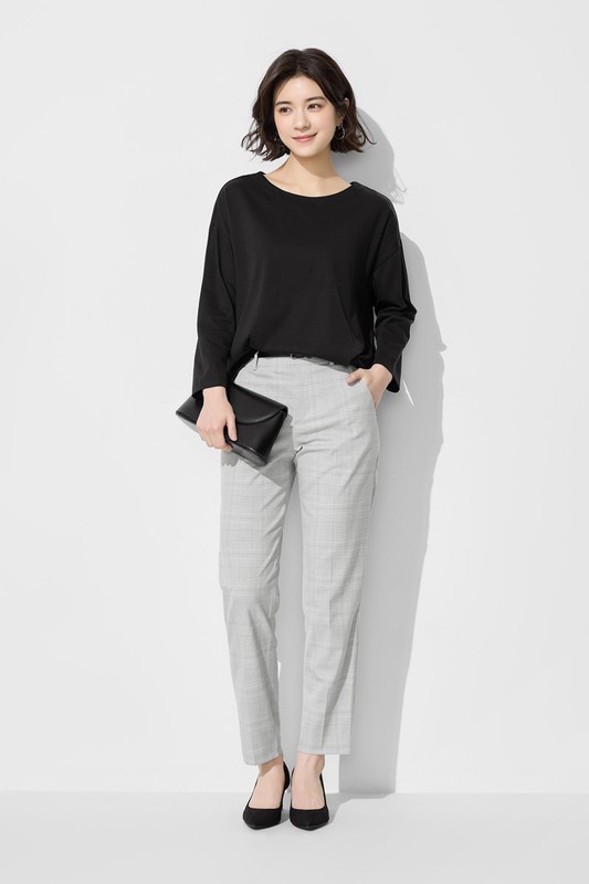 絲光棉寬版落肩九分袖上衣-女