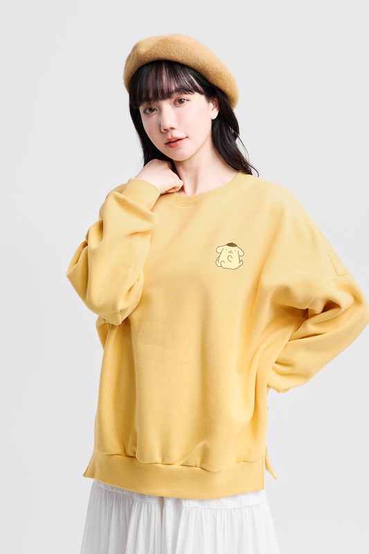三麗鷗刷毛寬長版印花圓領衫-09-女