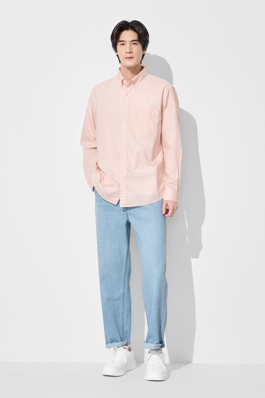 柔棉長袖襯衫-男