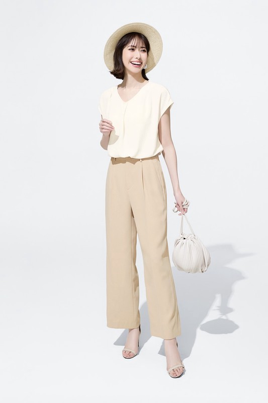 輕柔連袖寬版抓皺上衣-女