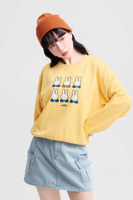 Miffy毛圈寬版印花圓領衫-02-女