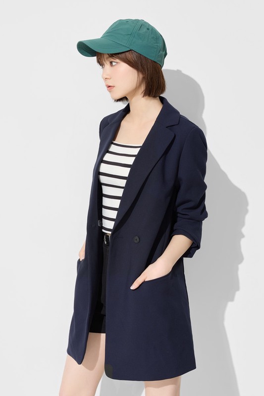 寬長版西裝外套-女