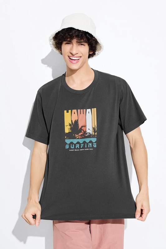 衝浪印花T恤-男