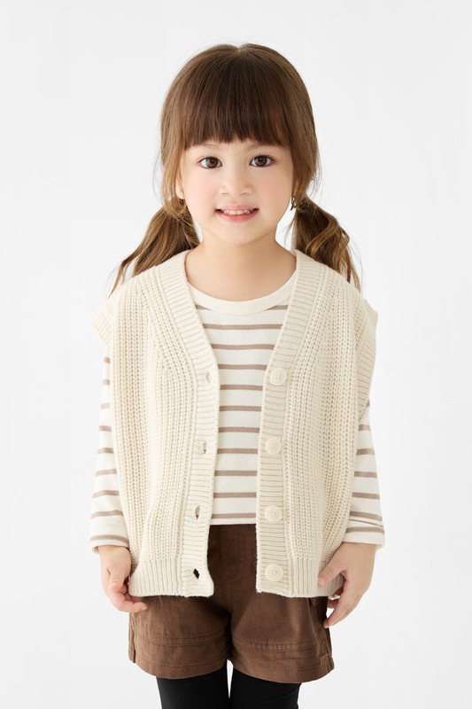 粗針寬版開襟背心-童