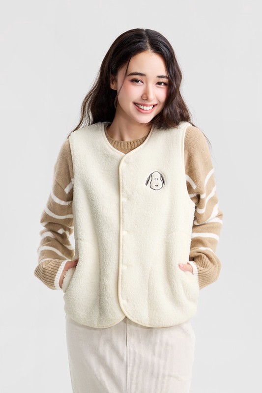史努比系列電繡口袋背心-女