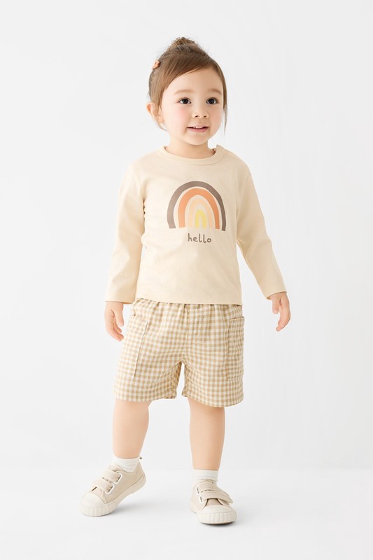 純棉格紋口袋短褲-Baby