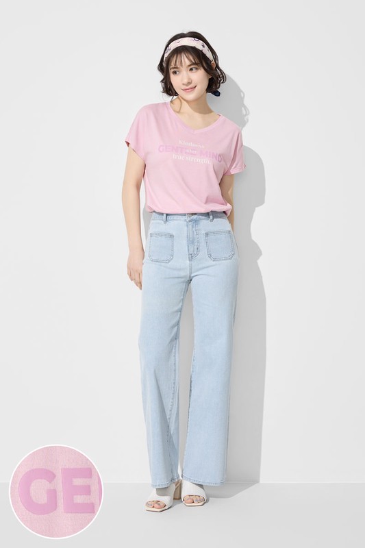 莫代爾V領文字上衣-02-女