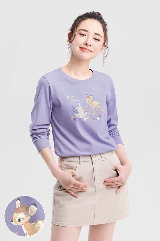 迪士尼系列長袖印花T恤-06-女