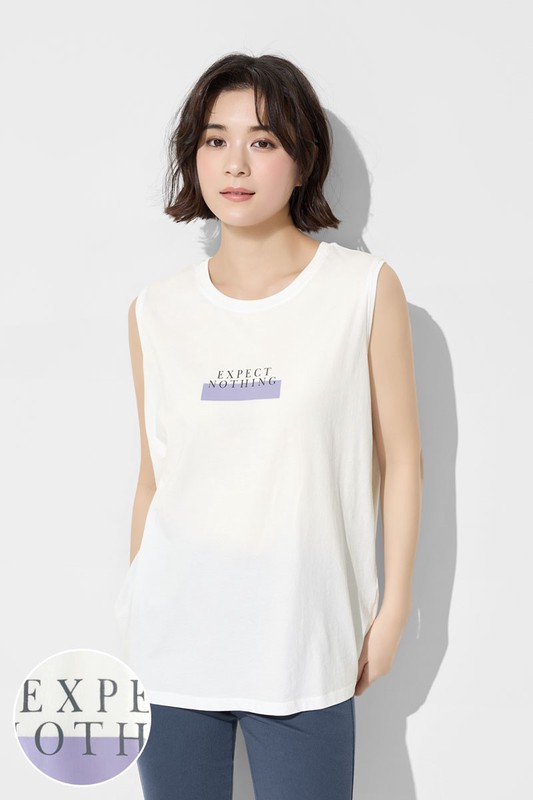 純棉文字印花背心-女