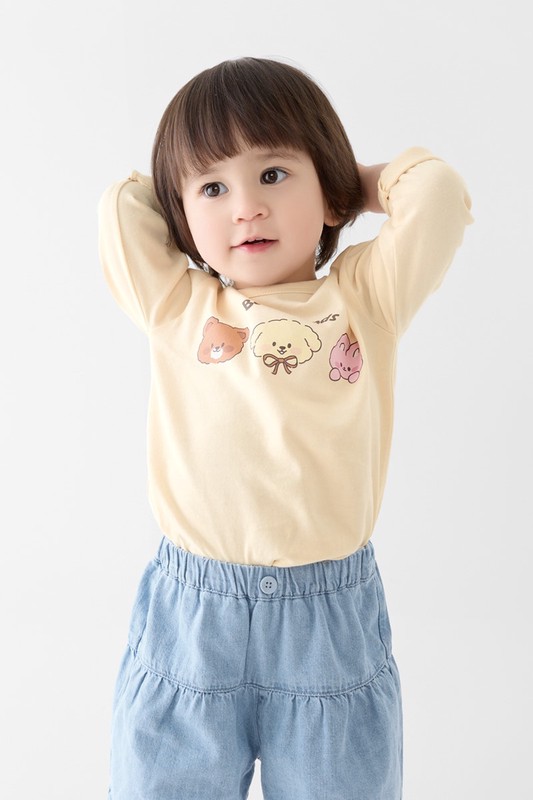 動物好朋友長袖印花T恤-Baby