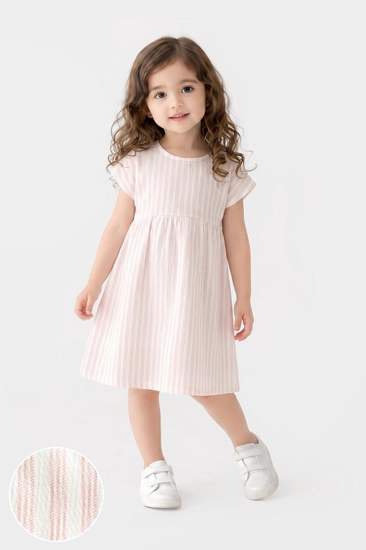 條紋印花連袖洋裝-童