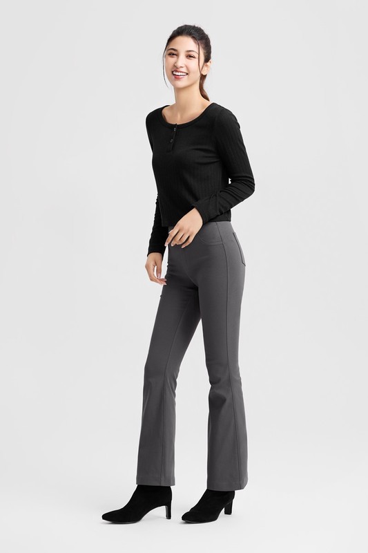 羅紋提花短版長袖T恤-女