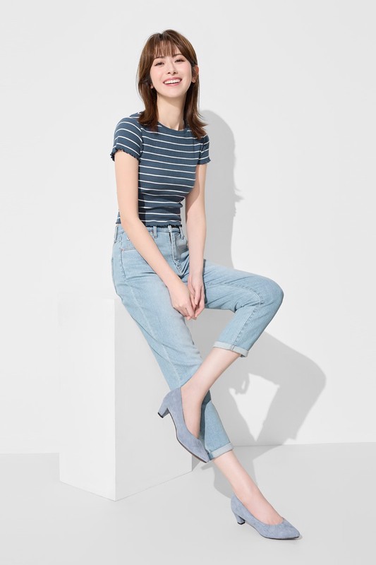 修身男友風九分牛仔褲-女