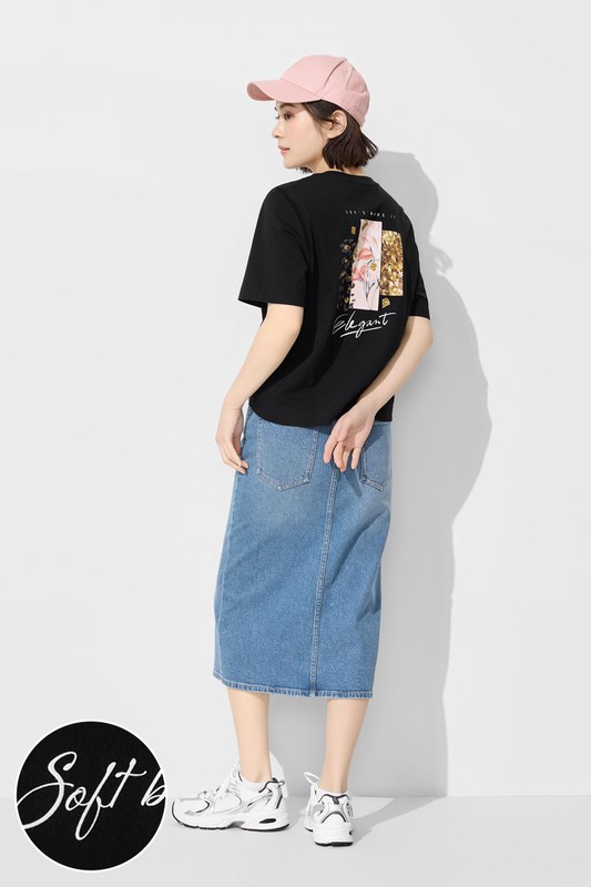 純棉寬版印花T恤-女