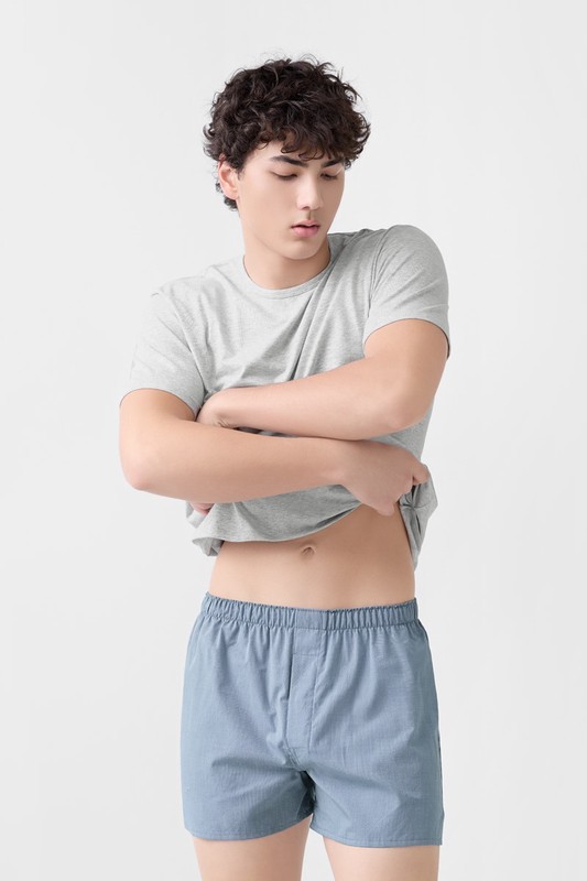 純棉素色四角褲-男