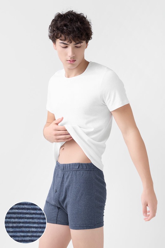 純棉條紋四角褲-男