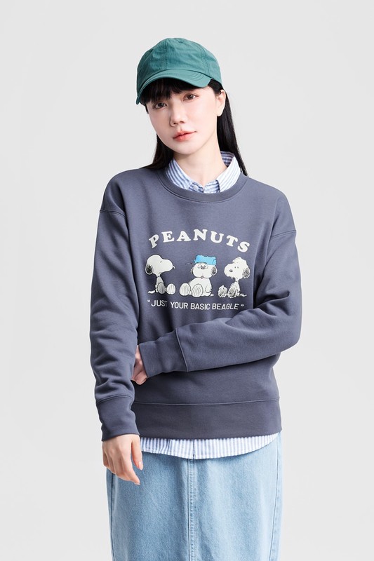 史努比系列刷毛印花圓領衫-05-女