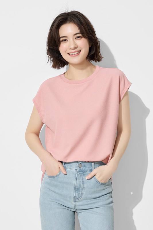 華夫格寬鬆連袖上衣-女