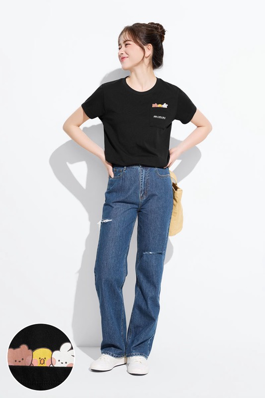 LINE FRIENDS minini口袋印花T恤-06-女