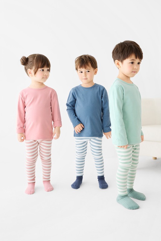 磨毛羅紋條紋內搭褲-童