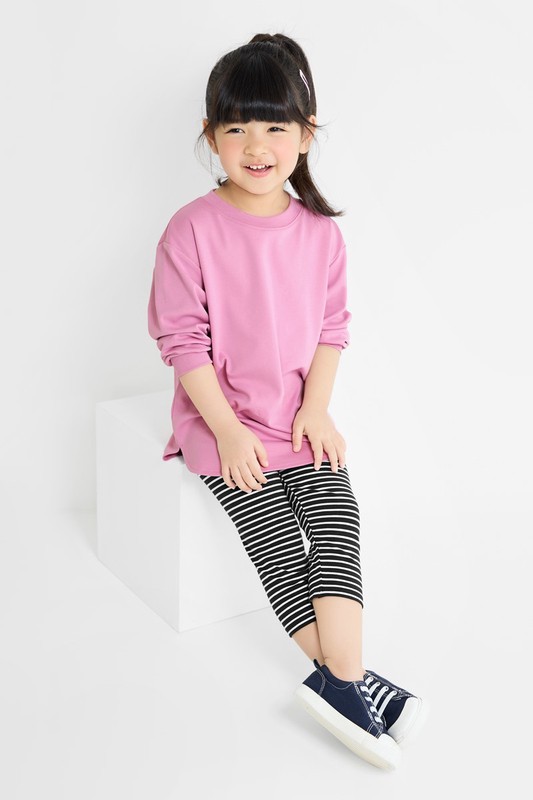 彈力條紋七分內搭褲-童