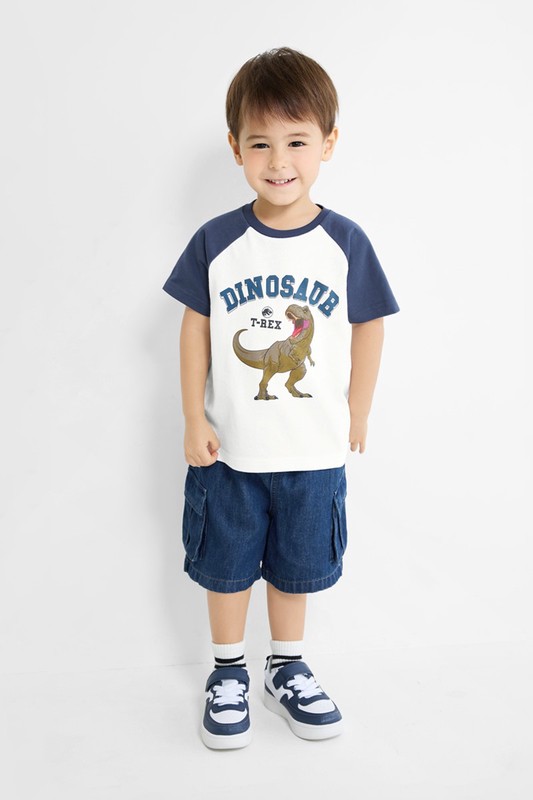 Jurassic World拉克蘭袖印花T恤-08-童