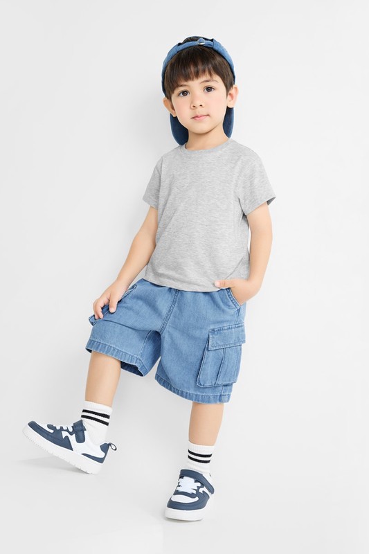 牛仔工裝五分褲-童