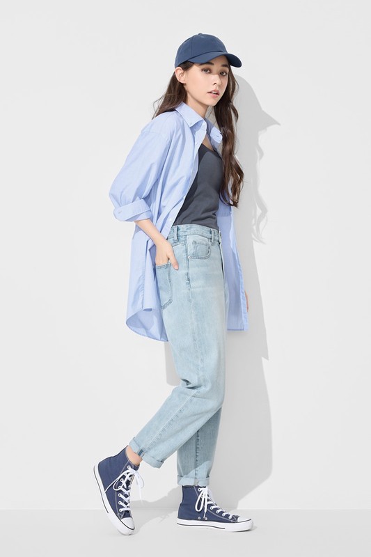 寬版男友風九分牛仔褲-女