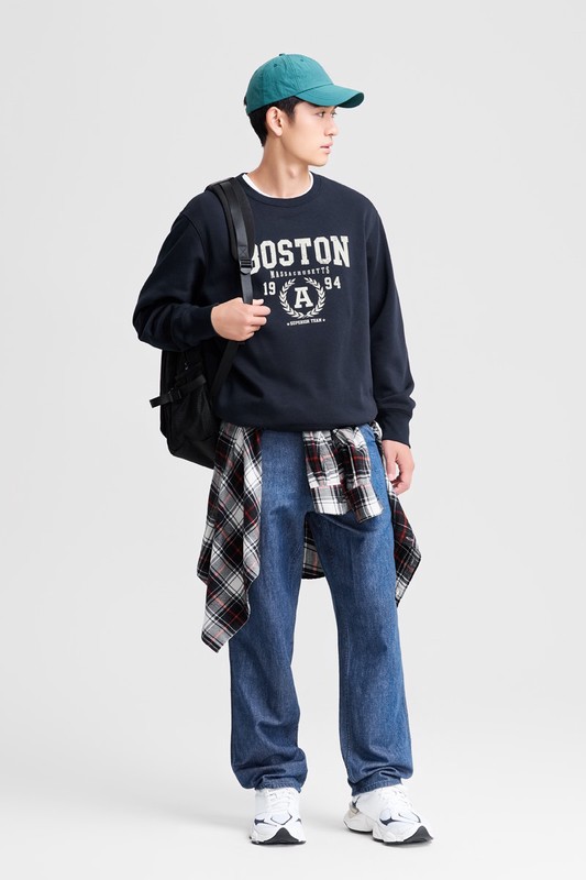 文字刷毛印花圓領衫-02-男