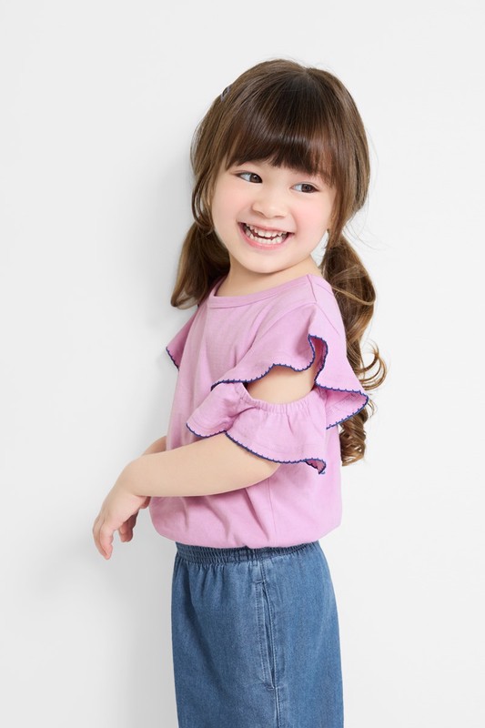 純棉荷葉造型上衣-童