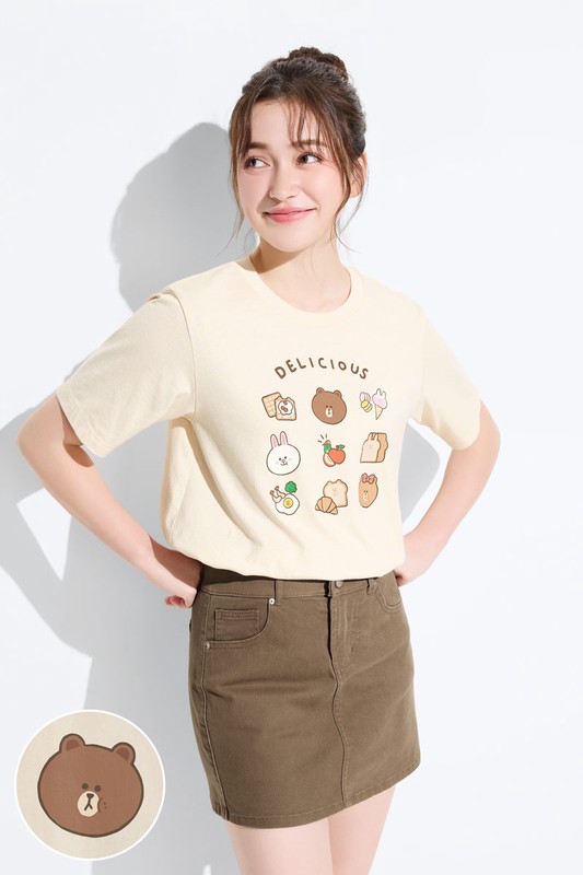 LINE FRIENDS寬版印花T恤-08-女