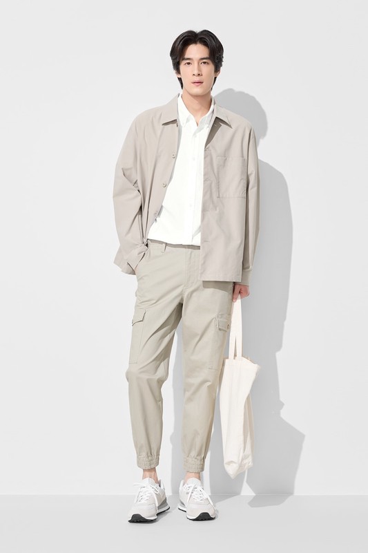 棉質工裝束口褲-男