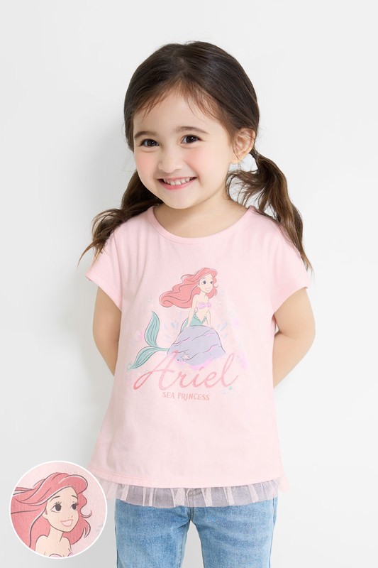 迪士尼系列網紗拼接印花T恤-47-童