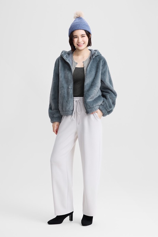 柔軟長刷毛連帽外套-女