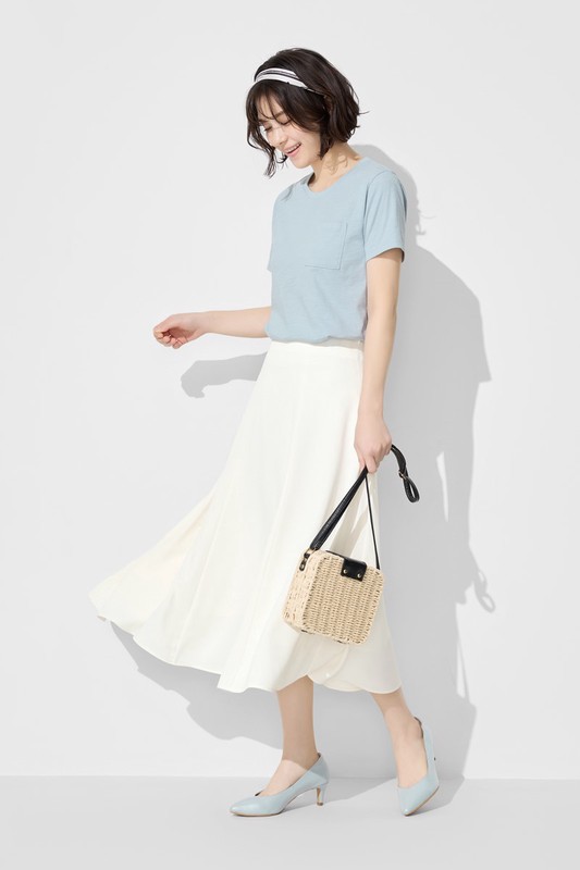 輕柔寬襬八分裙-女