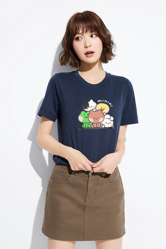 LINE FRIENDS minini厚版印花T恤-02-女