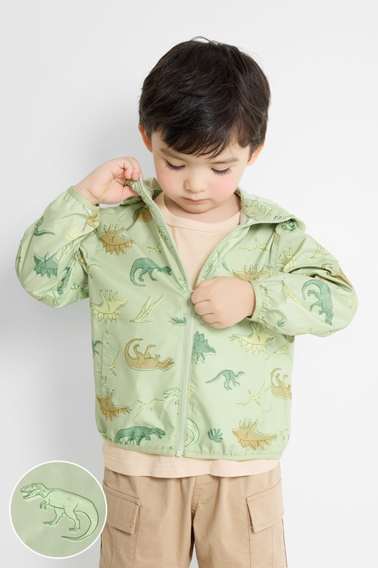 抗UV輕型恐龍印花風衣外套-童