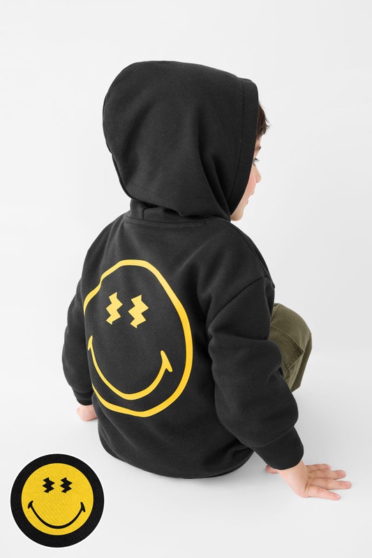 SmileyWorld®毛圈寬版印花連帽衫-02-童