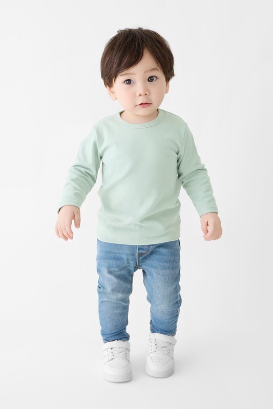 磨毛羅紋圓領長袖T恤-Baby