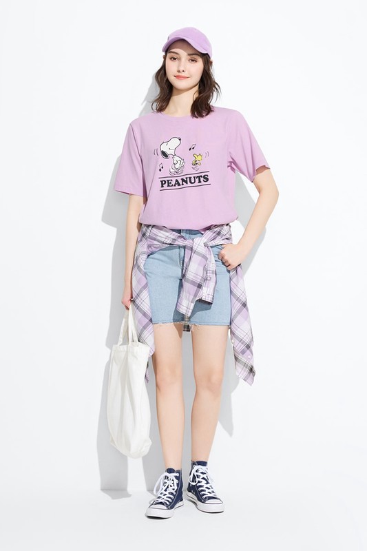 史努比系列寬版印花T恤-16-女