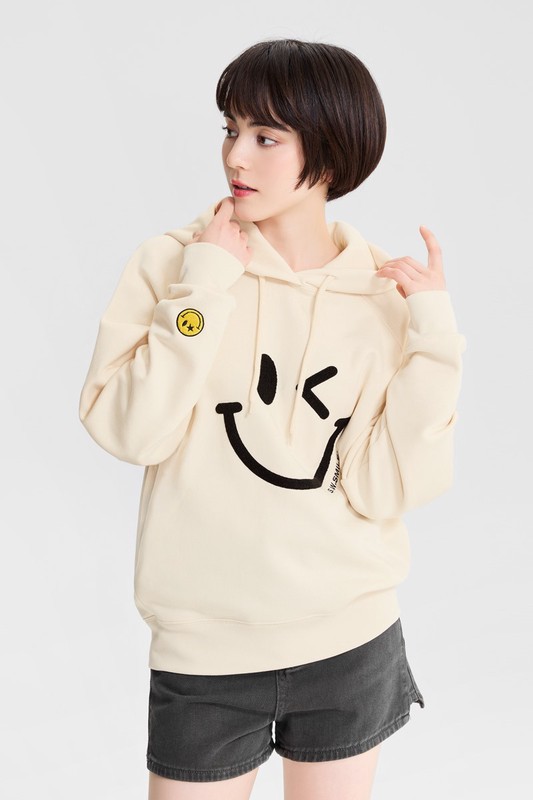 S.W.SMILEY®刷毛電繡連帽衫-07-女