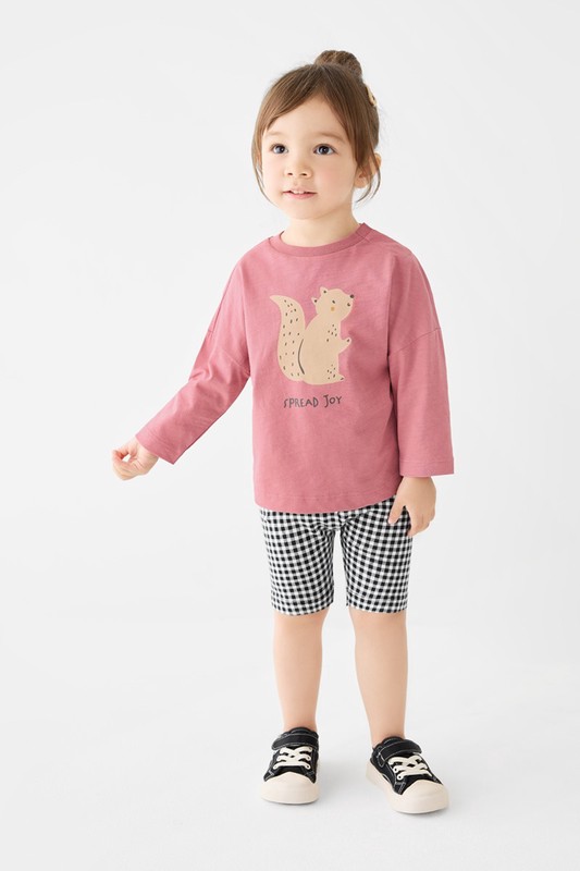 彈力格紋五分內搭褲-Baby