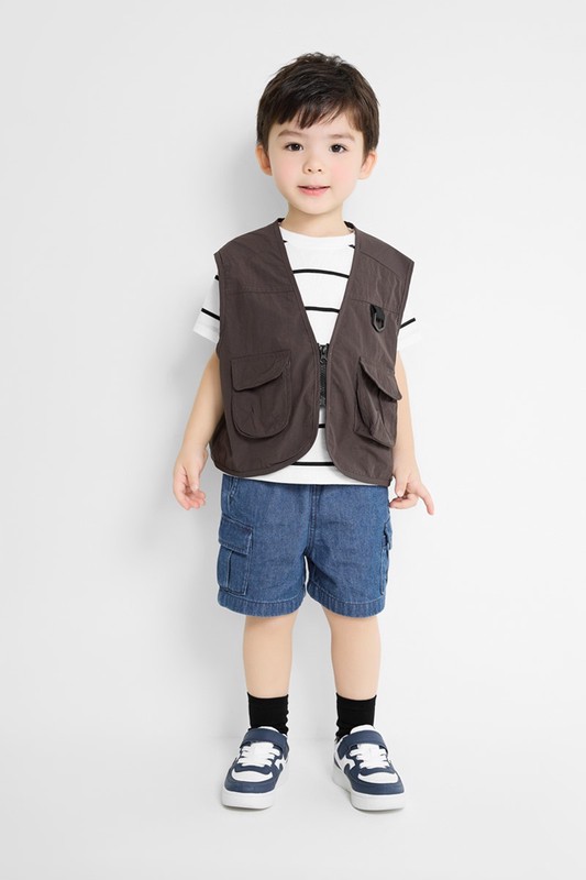 牛仔工裝五分褲-童