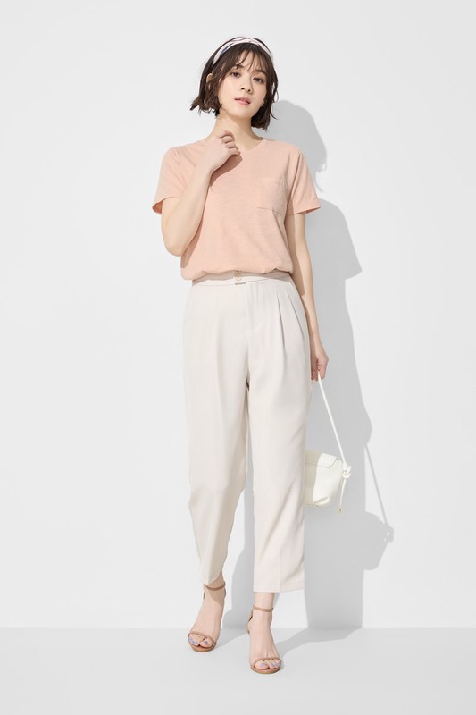 竹節棉口袋短袖T恤-女