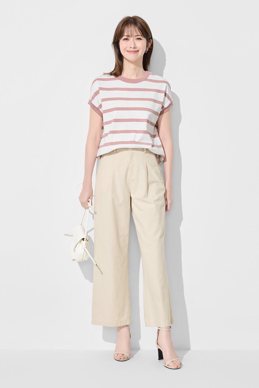 粗紡條紋連袖寬鬆上衣-女